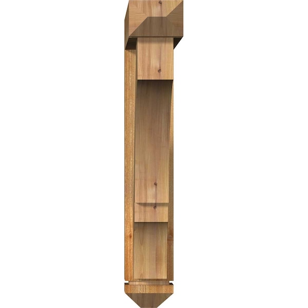 Balboa Arts And Crafts Rough Sawn Bracket W/ Offset Brace, Western Red Cedar, 6W X 28D X 36H